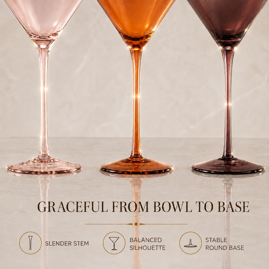 Venus Martini Cocktail Glassware, Set of 6
