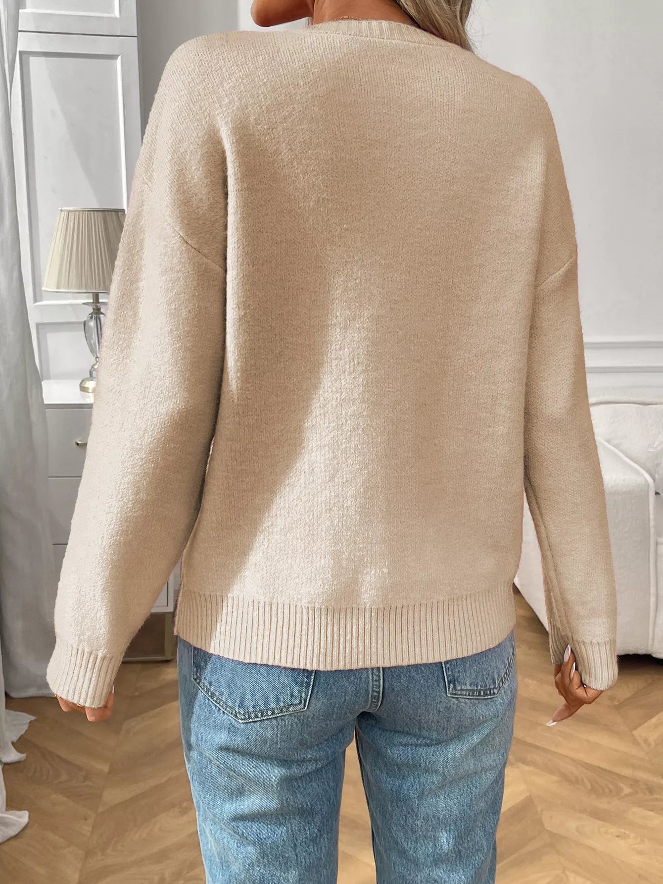 Bow Round Neck Long Sleeve Sweater