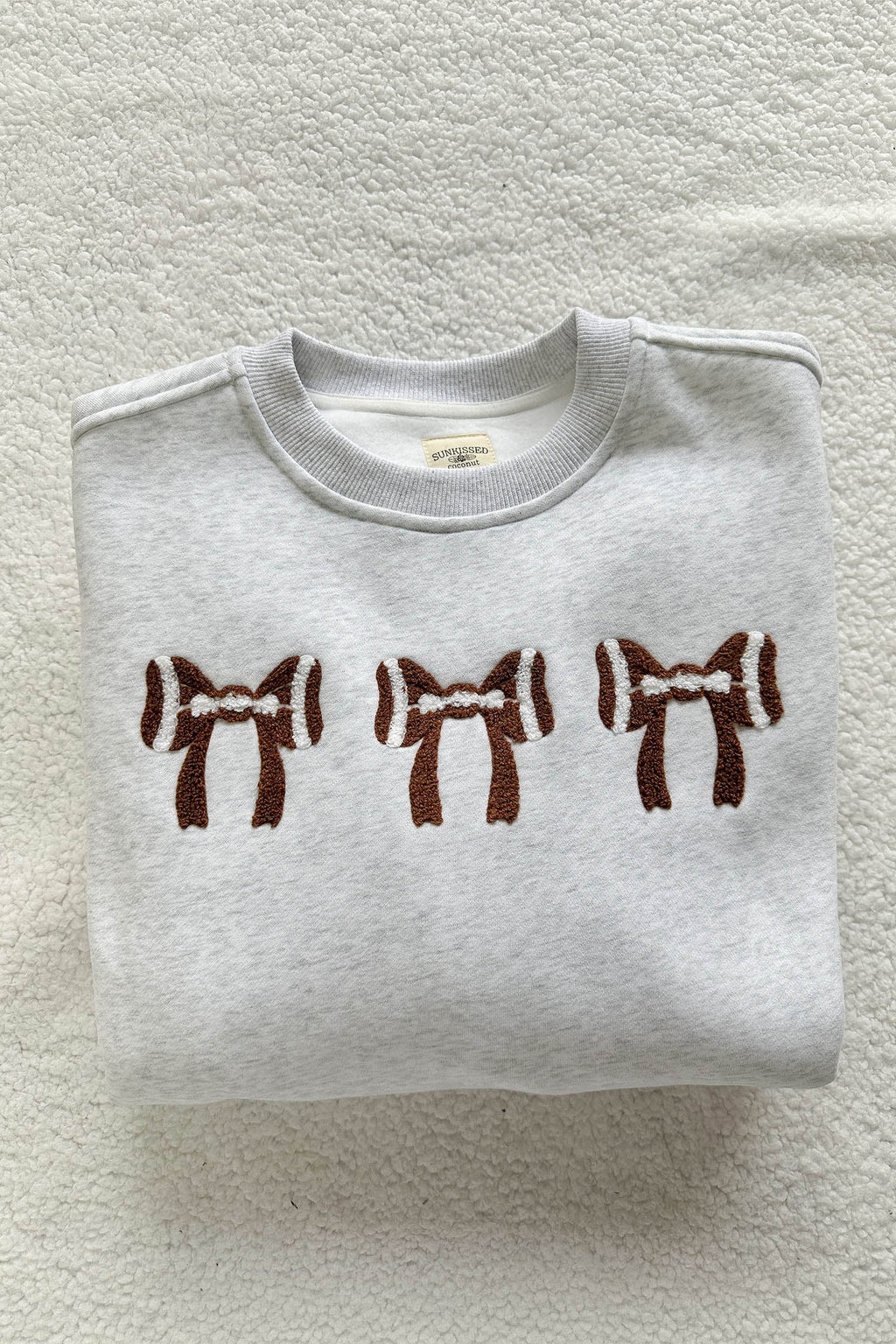 Game Day Rugby Bow Chenille Embroidered Oversized Sweatshirt