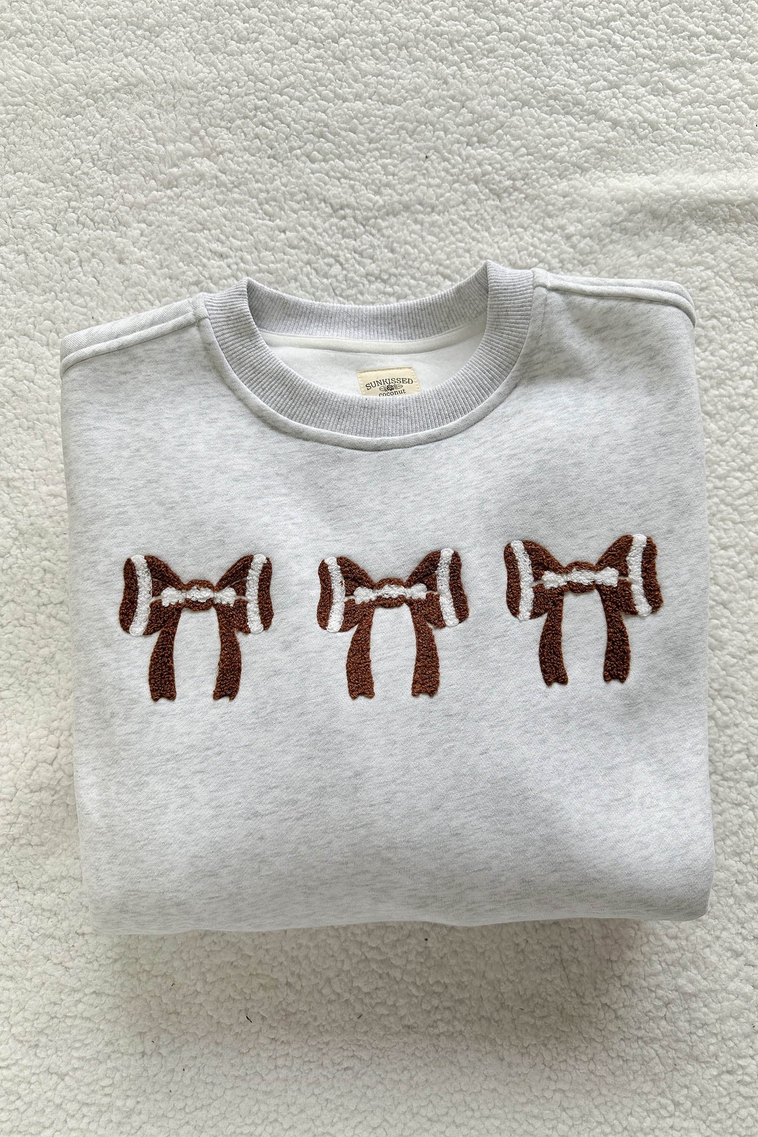 Game Day Rugby Bow Chenille Embroidered Oversized Sweatshirt
