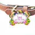 floral dog tag, floral Pet ID Tag, Personalized Pet Tag, Tropical Dog Name Tag - Custom Dog ID Tag - Dog Collar Name Tag, bone dog tag
