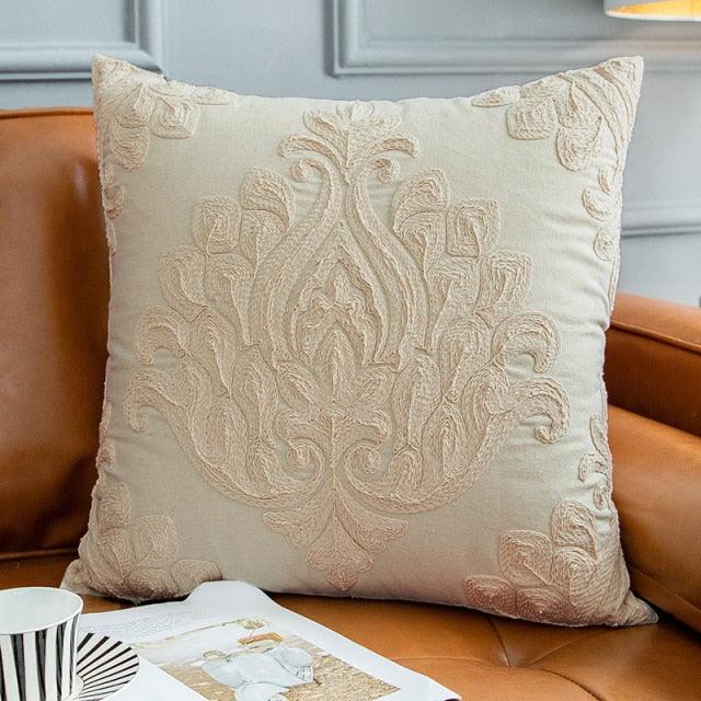 Floral Embroidered Throw Pillow Covers Cotton Pillowcase Sofa Couch For Home Decor Embroidery Throw Pillow Covers Square Cushion Case Modern Cushion Cover Square Pillowcase Decoration for Sofa Bed Chair Car 50x50cm