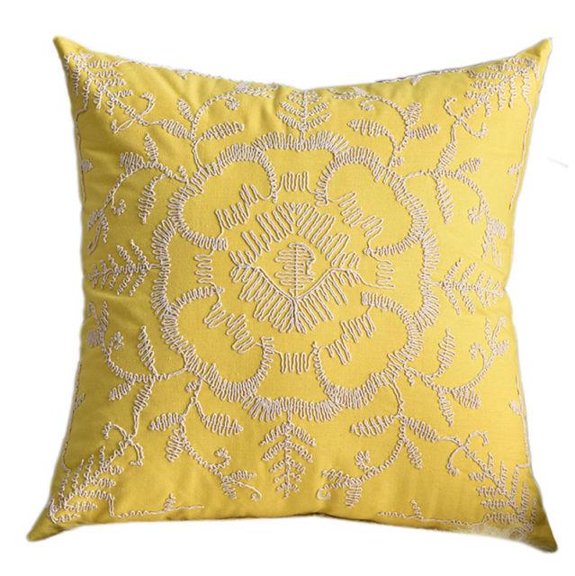 Floral Embroidered Throw Pillow Covers Cotton Pillowcase Sofa Couch For Home Decor Embroidery Throw Pillow Covers Square Cushion Case Modern Cushion Cover Square Pillowcase Decoration for Sofa Bed Chair Car 50x50cm