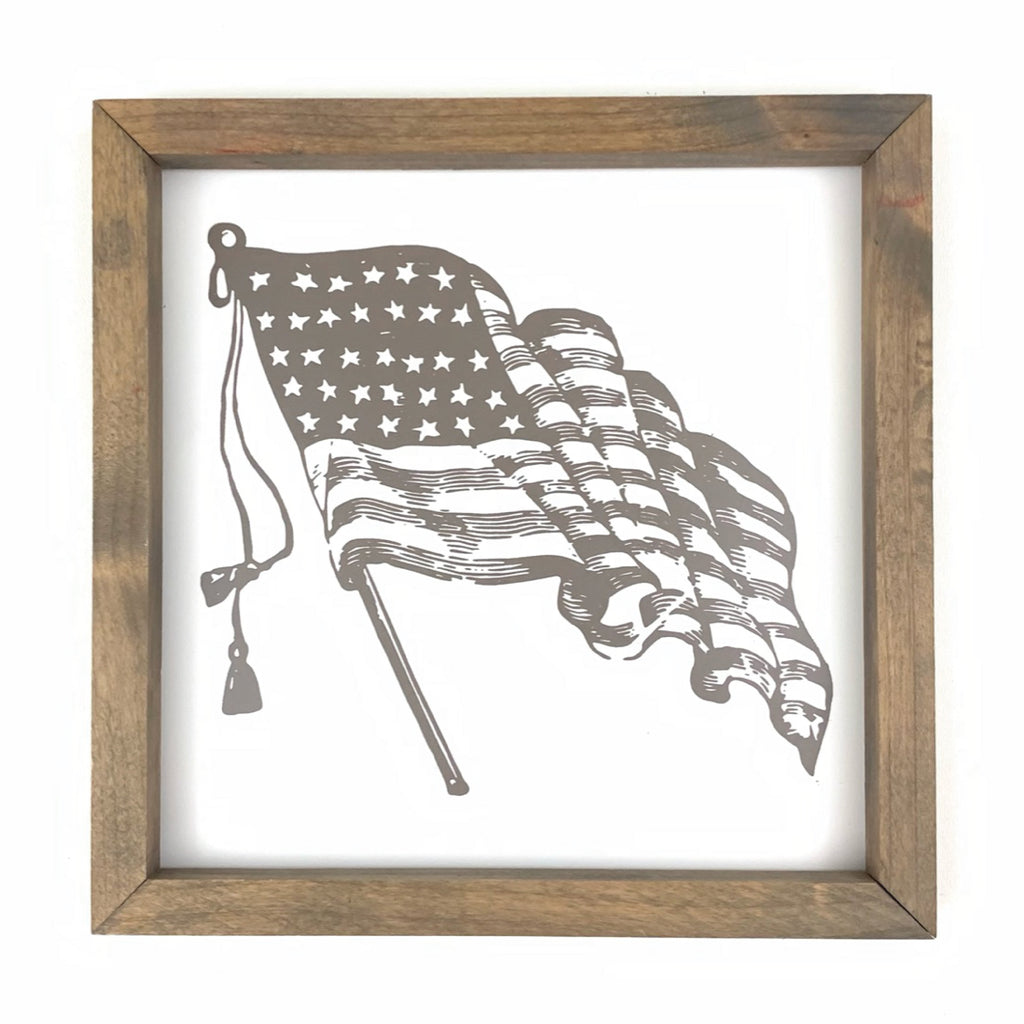 American Flag Sketch Framed Art