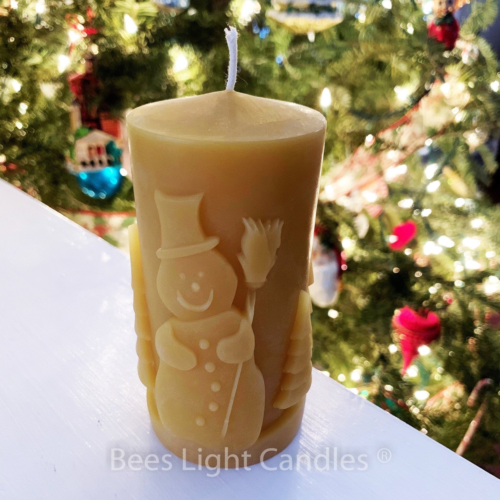 Frosty The Snowman Beeswax Pillar Candle