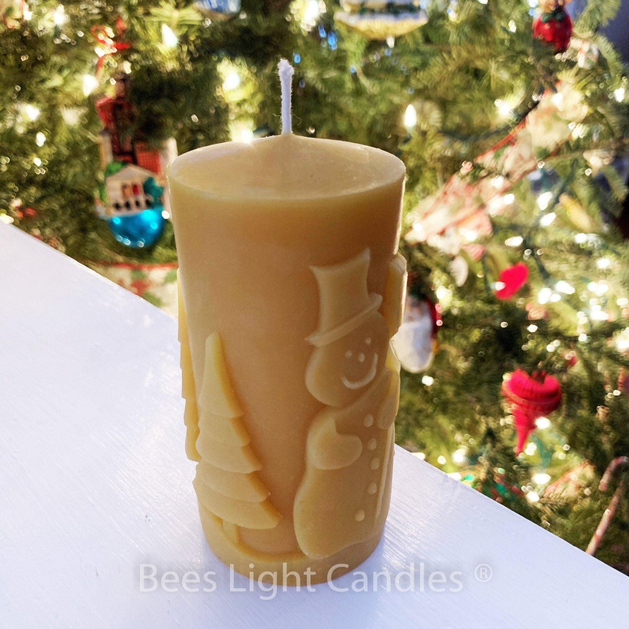 Frosty The Snowman Beeswax Pillar Candle