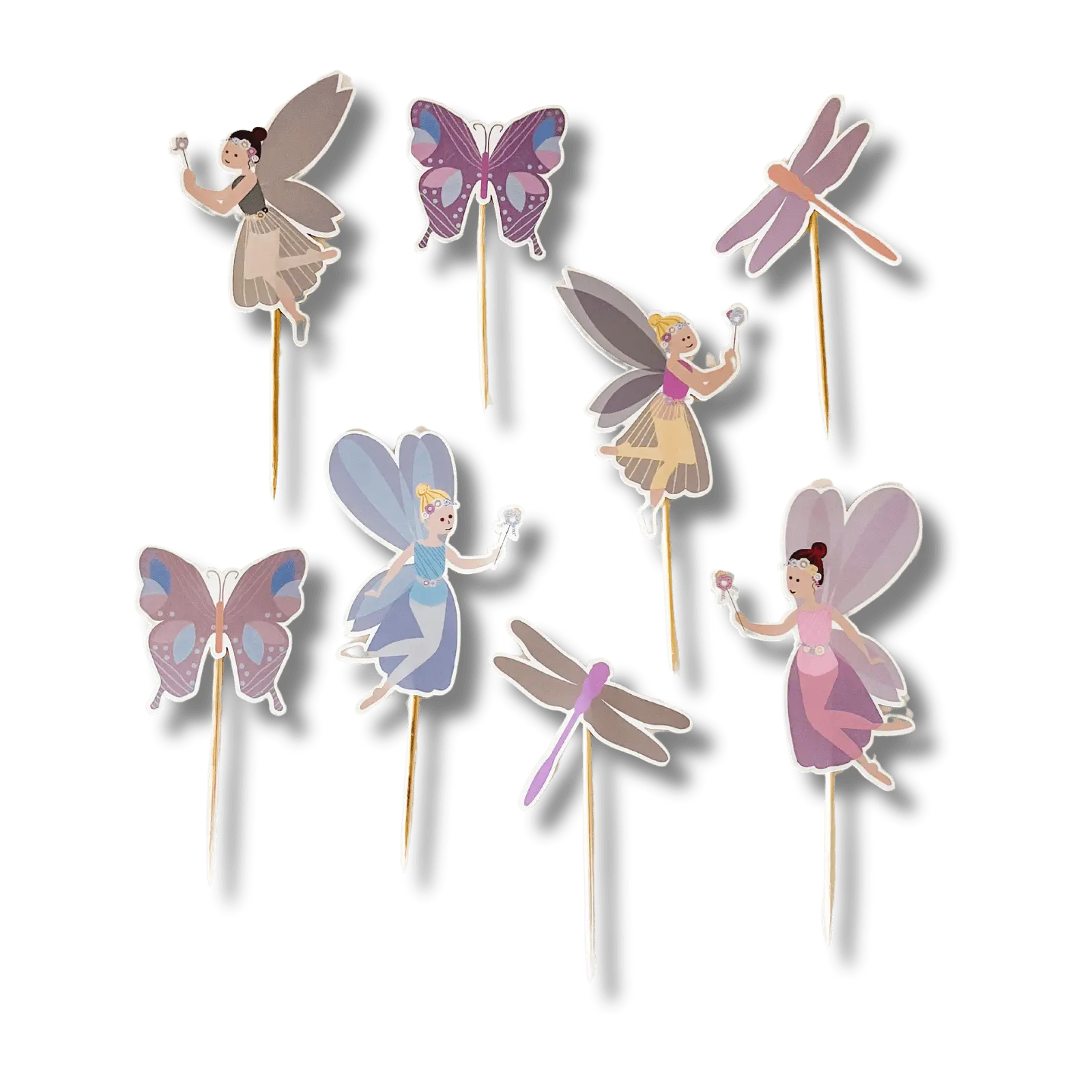 Garden Fairy & Dragonfly Birthday Cupcake Topper (8pcs)