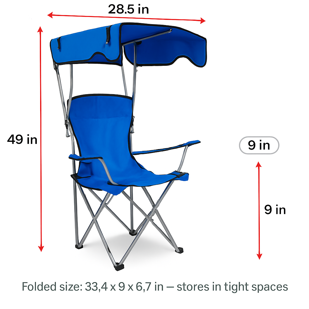 Foldable Beach Canopy Chair with Cup Holder