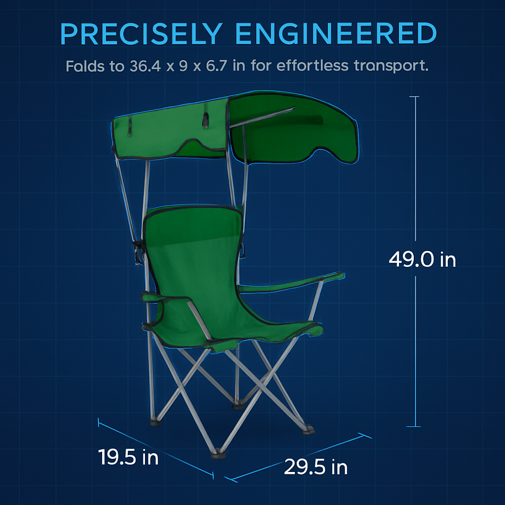 Foldable Beach Canopy Chair with Cup Holder