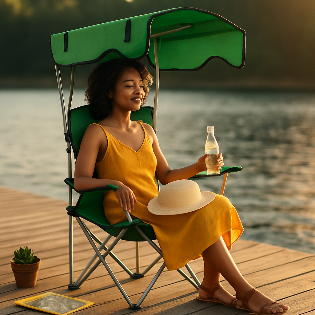 Foldable Beach Canopy Chair with Cup Holder