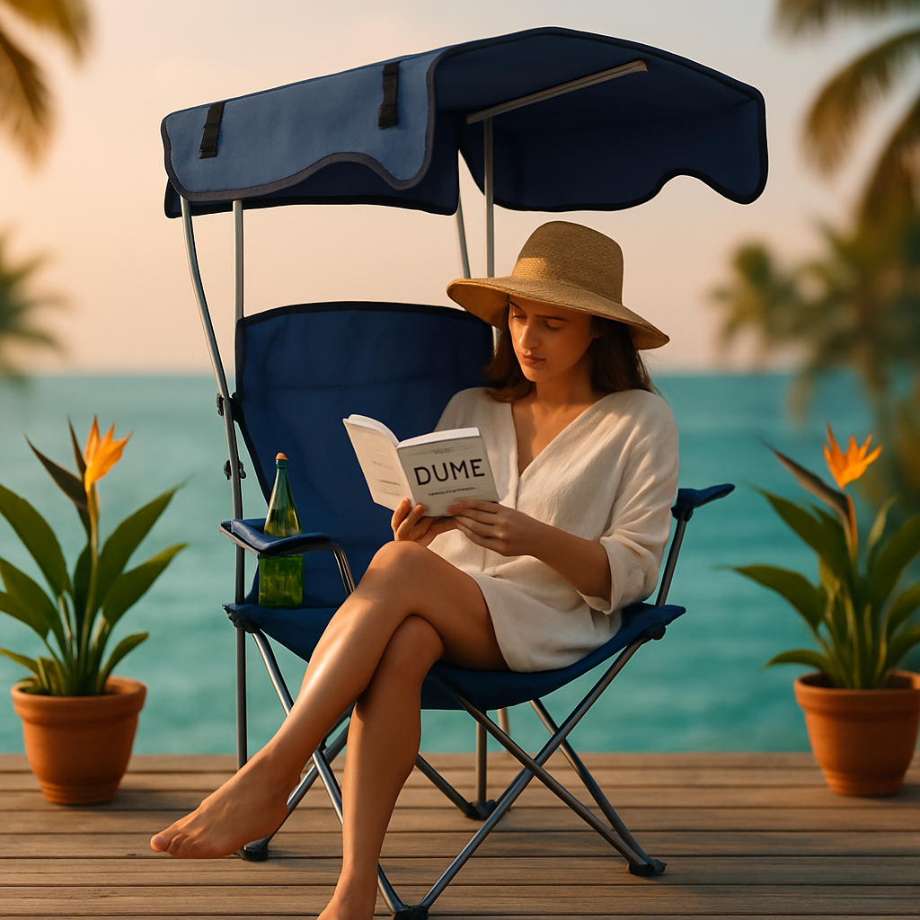 Foldable Beach Canopy Chair with Cup Holder