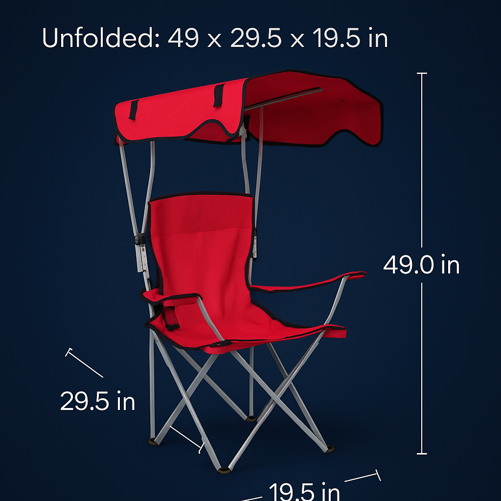 Foldable Beach Canopy Chair with Cup Holder