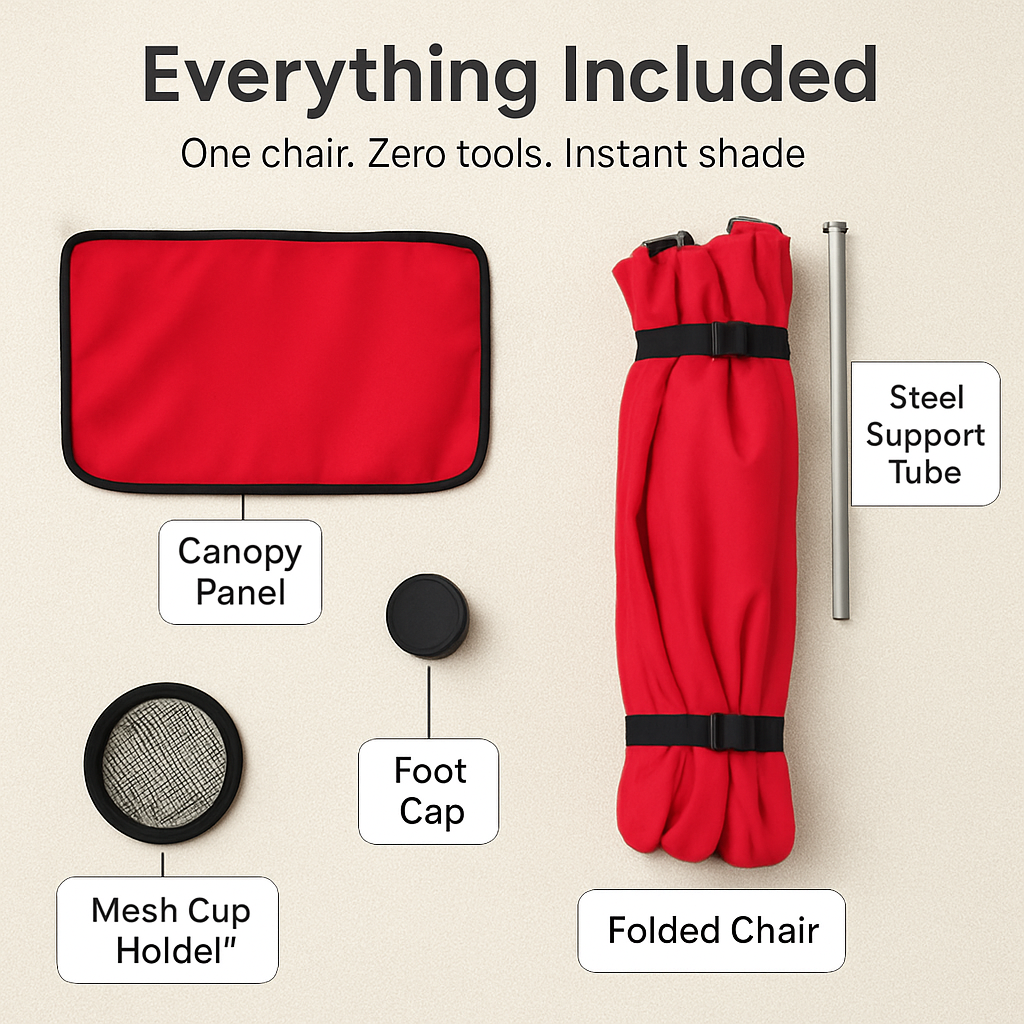 Foldable Beach Canopy Chair with Cup Holder