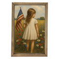 Girl with Flag Back Framed Art
