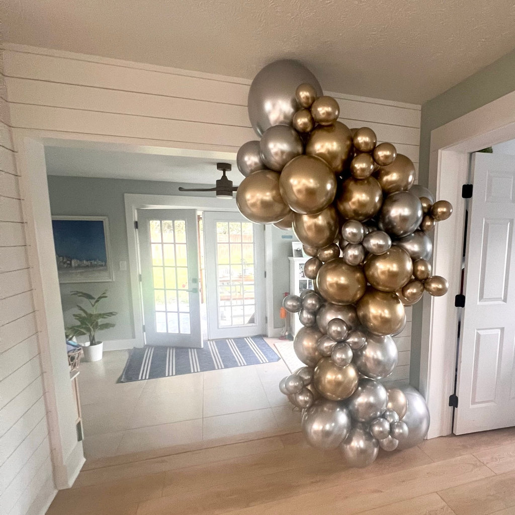 Classic Glitz & Glam Silver & Gold Balloon Arch – 8ft