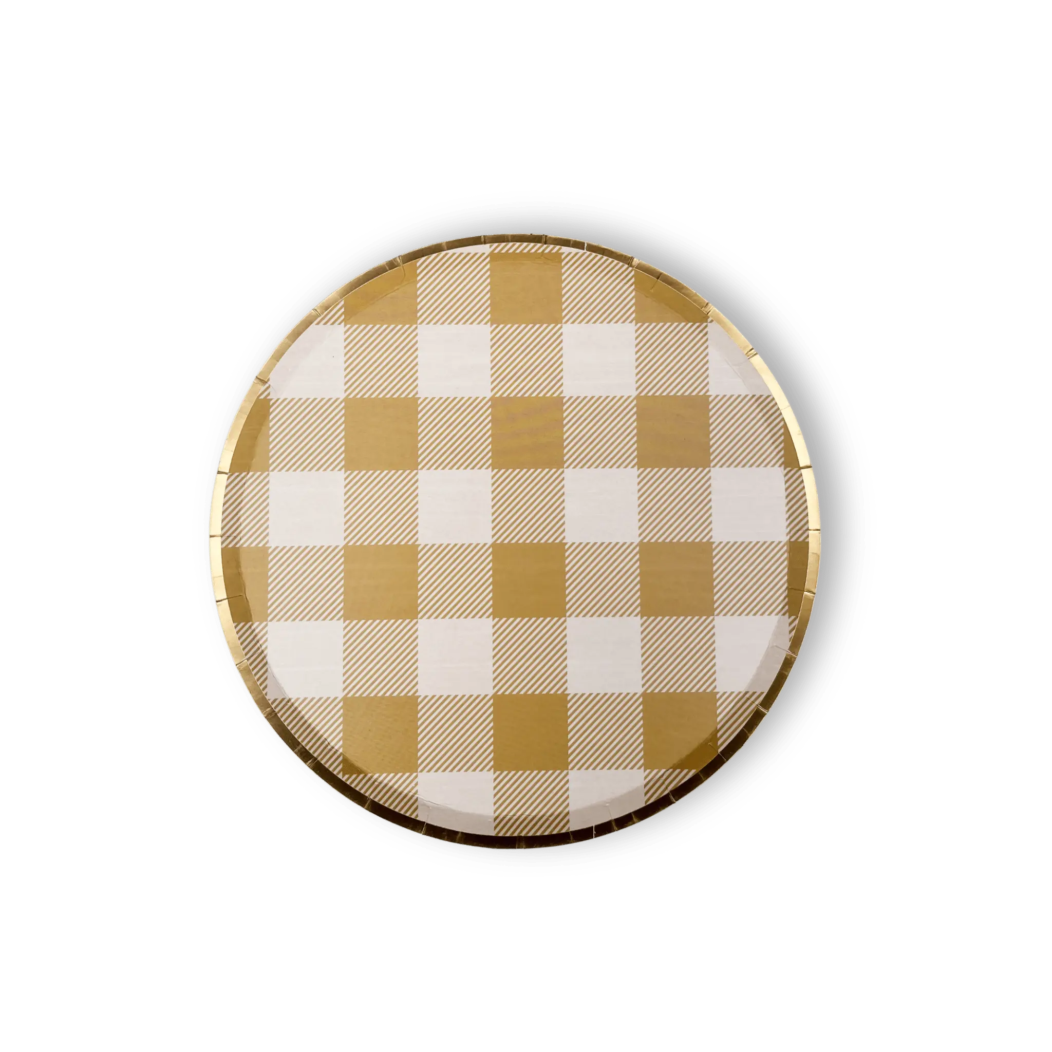 Gold Matte Plaid Paper Dessert Plate (8pcs)