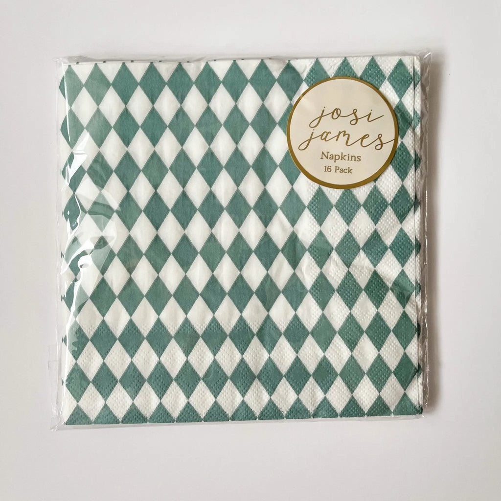 Green Bavarian Check Large Disposable Paper Napkins (16pcs)
