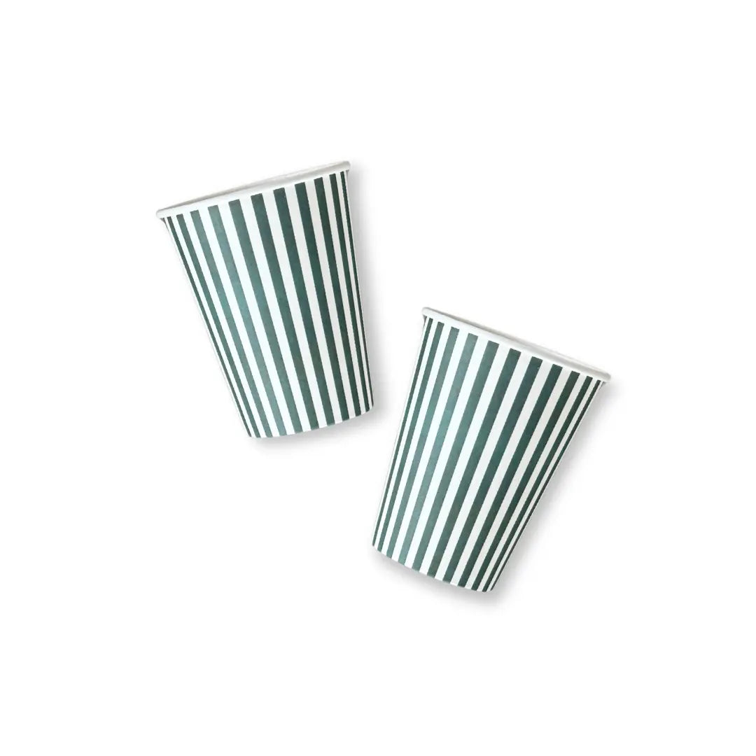 Green & White Candy Stripe Paper Cups (12pcs)