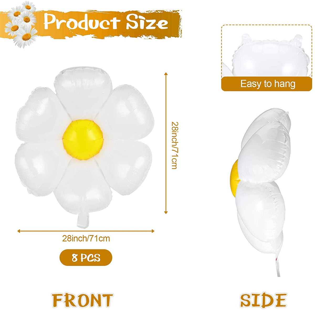 Groovy Daisy Foil Balloon – 28" | Retro Party Décor