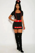 Halloween Black Red Sexy 4Pc Nurse Costume