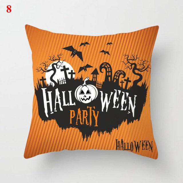 Halloween Cushion Cover Soft Linen Pillow Case Sofa Decoration Pumpkin Printed Pillow Case Orange And Black Pillow Cover For Living Room Car Pillowcase Home Supplies