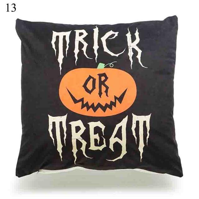 Halloween Cushion Cover Soft Linen Pillow Case Sofa Decoration Pumpkin Printed Pillow Case Orange And Black Pillow Cover For Living Room Car Pillowcase Home Supplies