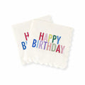 Happy Birthday Bright Scalloped Cocktail Napkins, 24pcs