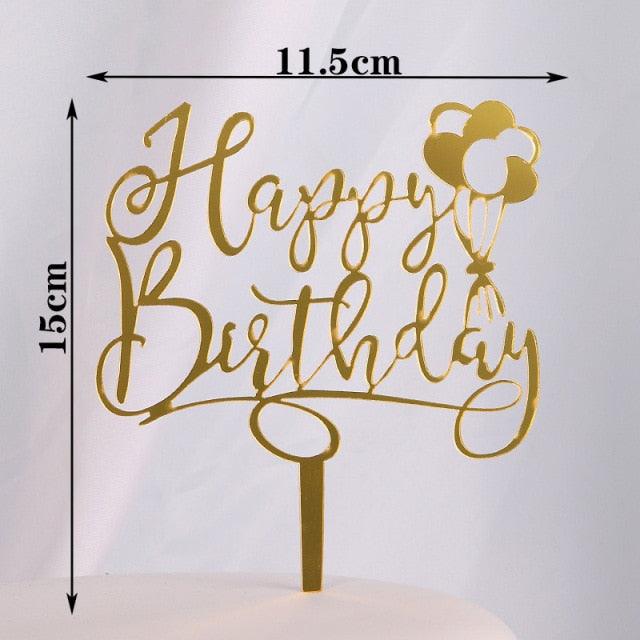 Happy Birthday Cake Topper Gold Cake Topper Acrylic Cake Topper Happy Birthday Cake Topper Cake Decoration Acrylic Letter Cake Toppers Party Supplies Happy Birthday Black Cake Decorations