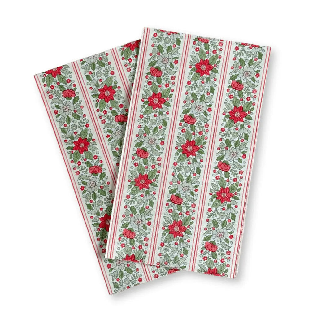 Hearth & Holly Vintage Floral Striped Guest Napkins (24pcs)