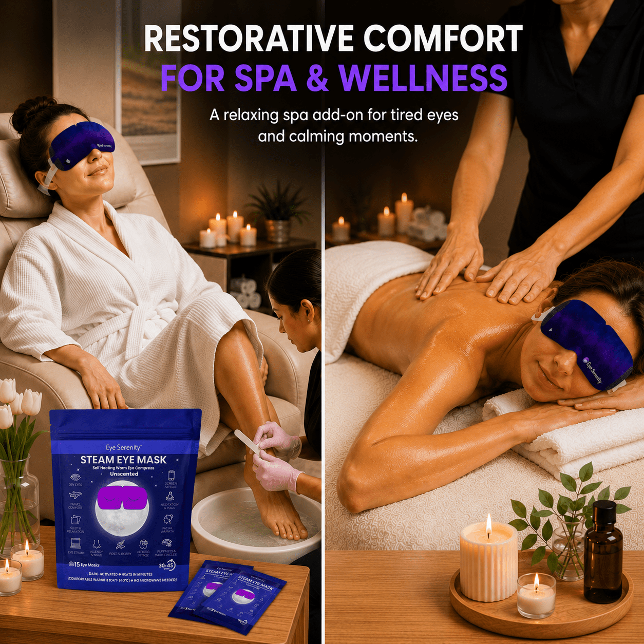 Eye Serenity Steam Eye Mask - Self-Heating Warm Eye Compress for Dry Eyes, Puffiness, Sleep & Travel