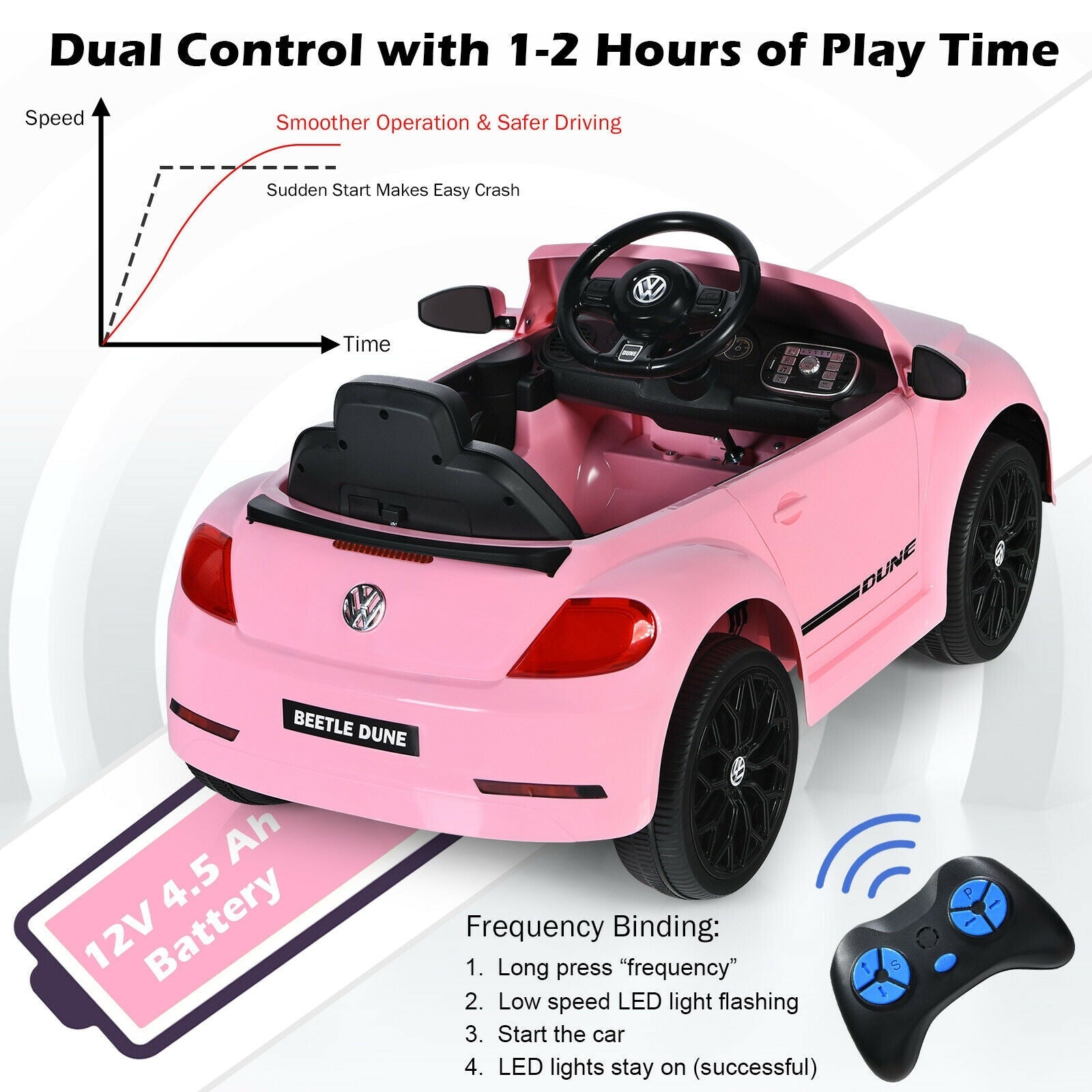 Volkswagen Beetle Kids Electric Ride On Car with Remote Control