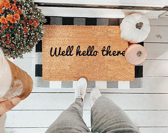 Well Hello There Vinyl Coir Doormat