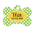 Lime Green & Yellow Pet ID Tag - Custom Pet ID Tag - Polka Dot Pet ID Tag for Dog - Bone Pet id Tag