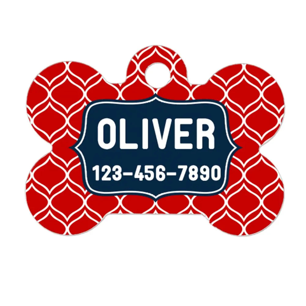 Personalized Pet ID Tag - Personalized Pet Tag - Custom Pet ID Tag - Red Navy Blue Dog Name Tag - Dog ID Tag - Dog Collar Name Tag