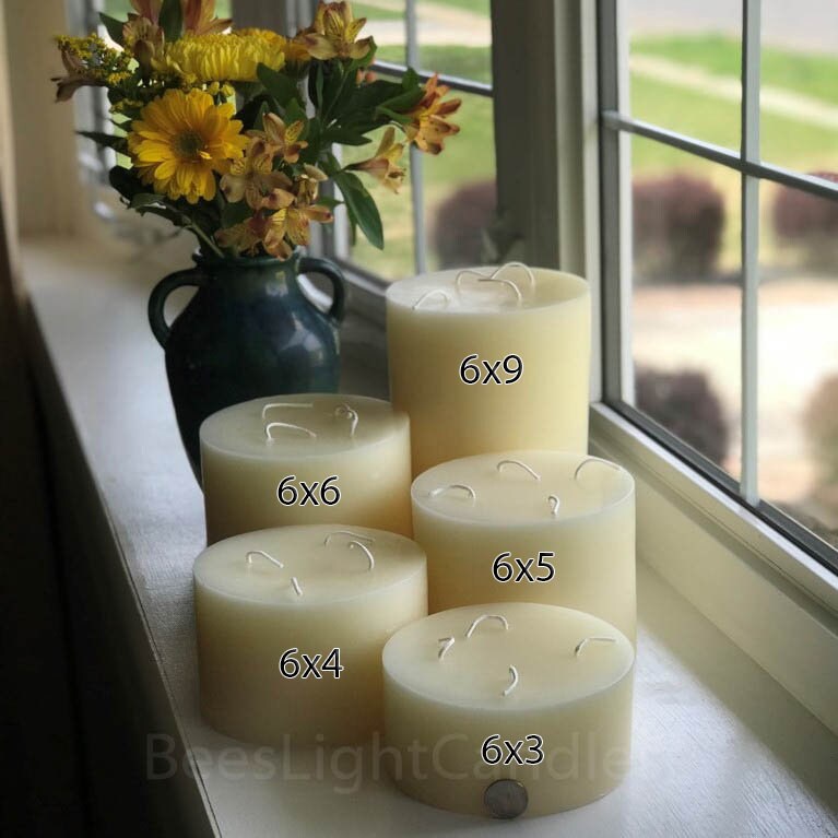 Giant 6 Inch Wide White Beeswax 4 Wick Candles