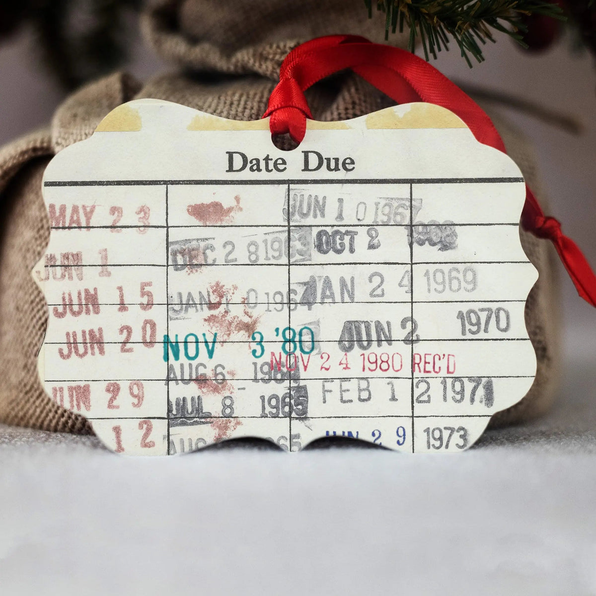 Book Lover Christmas Ornament - gifts for her - book ornament - librarian gift ideas - book club gift exchange - vintage library book dates