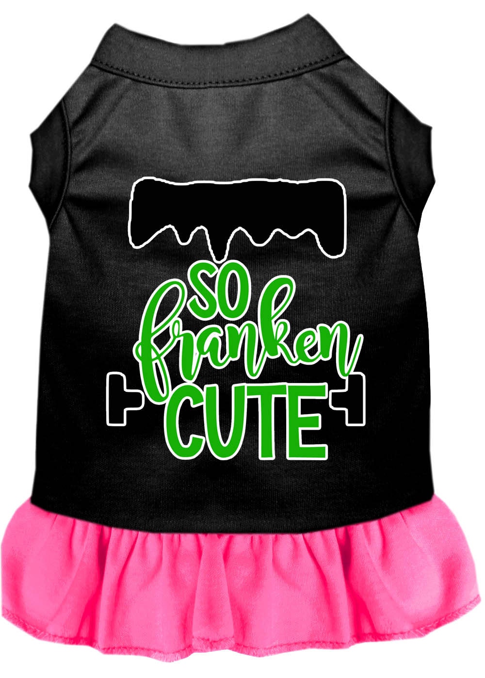 Halloween Pet Dress Screen Printed, "So Franken Cute"