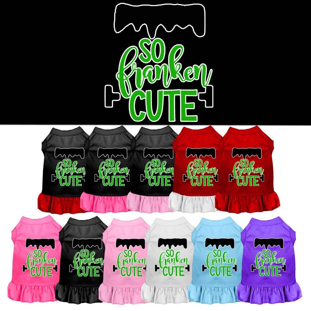 Halloween Pet Dress Screen Printed, "So Franken Cute"