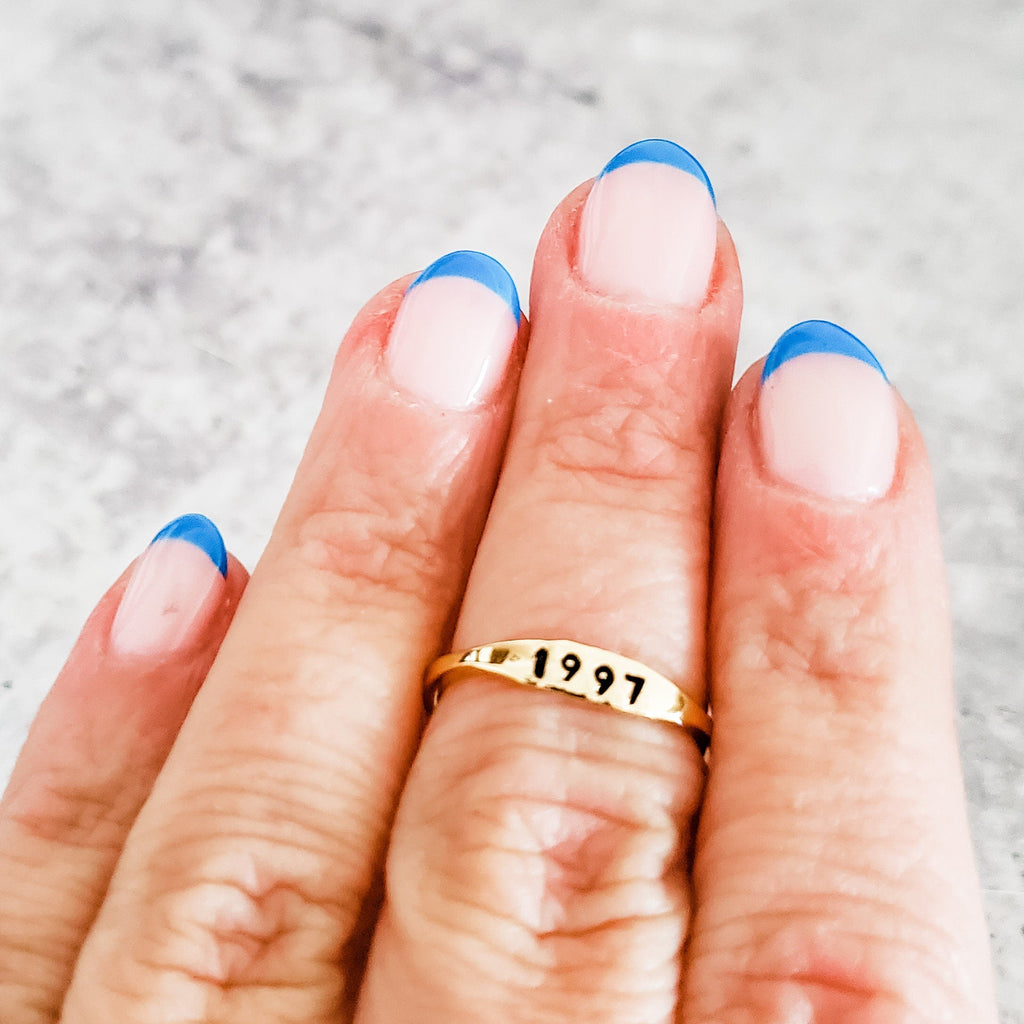 Dainty Gold or Silver Birth Year Ring