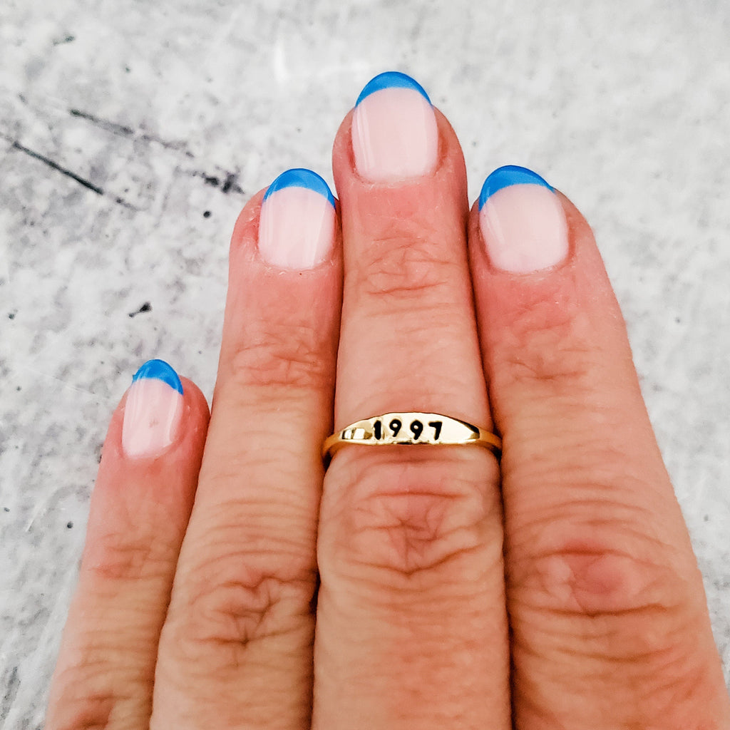 Dainty Gold or Silver Birth Year Ring