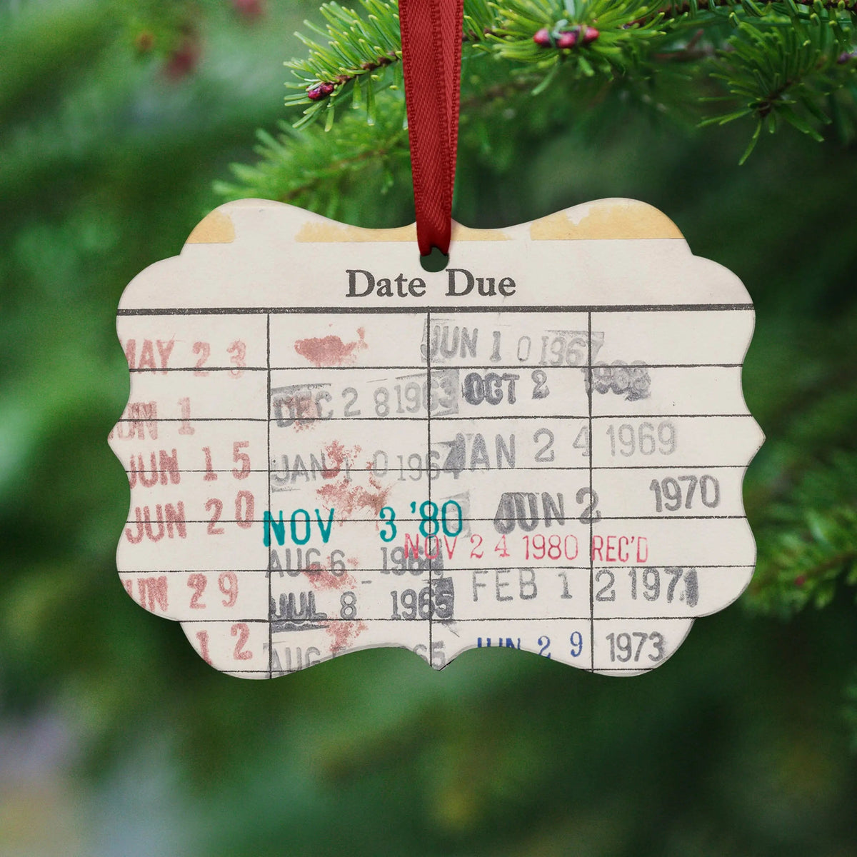 Book Lover Christmas Ornament - gifts for her - book ornament - librarian gift ideas - book club gift exchange - vintage library book dates