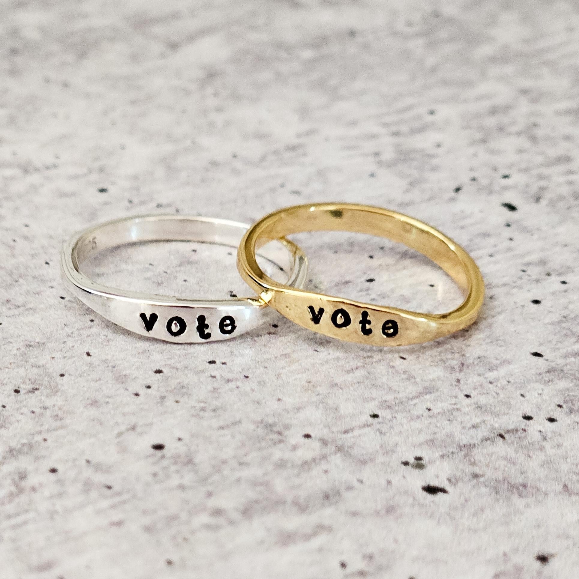 Vote Dainty Ring: Sterling Silver or Gold Plated