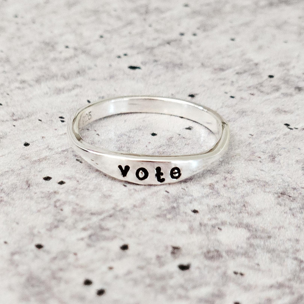 Vote Dainty Ring: Sterling Silver or Gold Plated