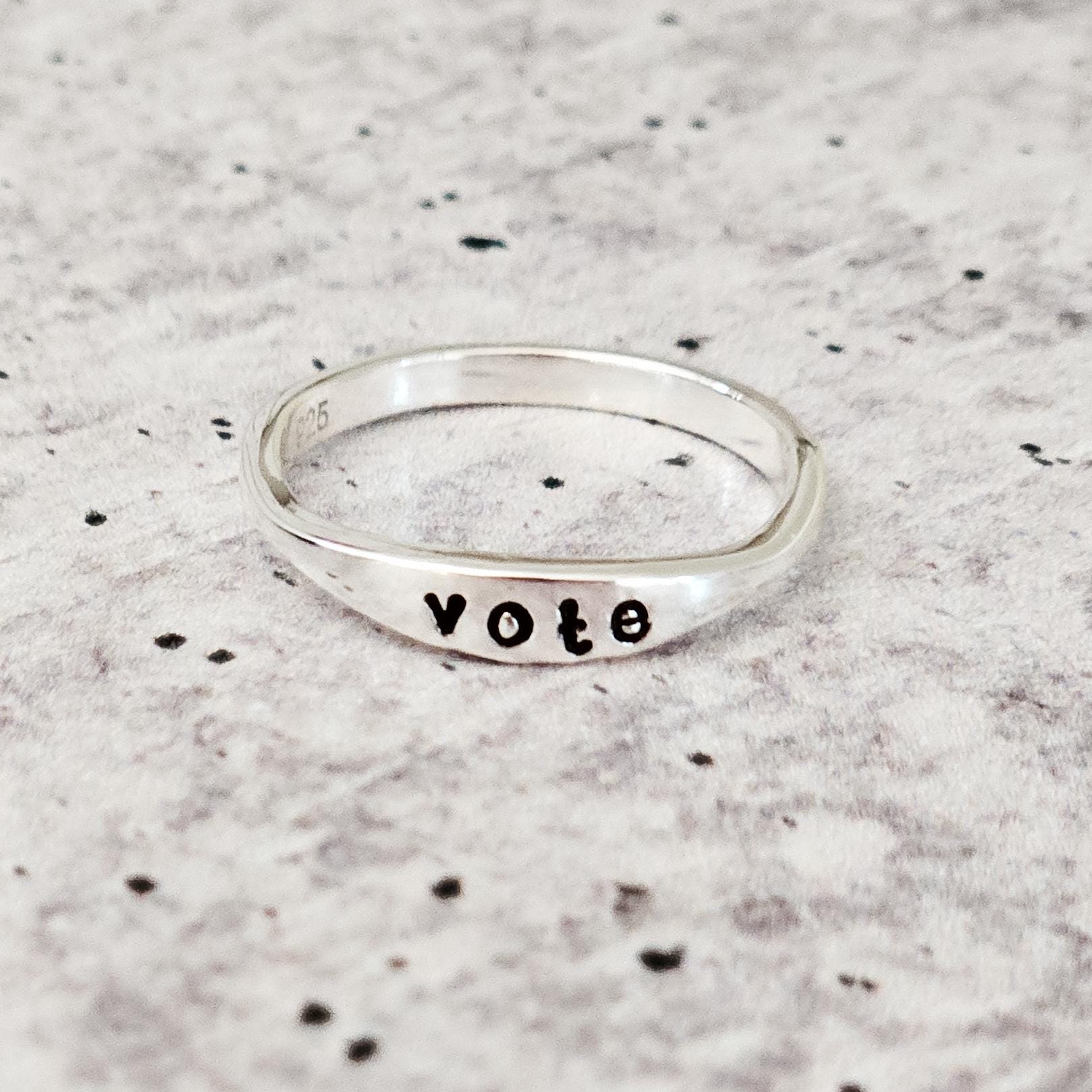 Vote Dainty Ring: Sterling Silver or Gold Plated