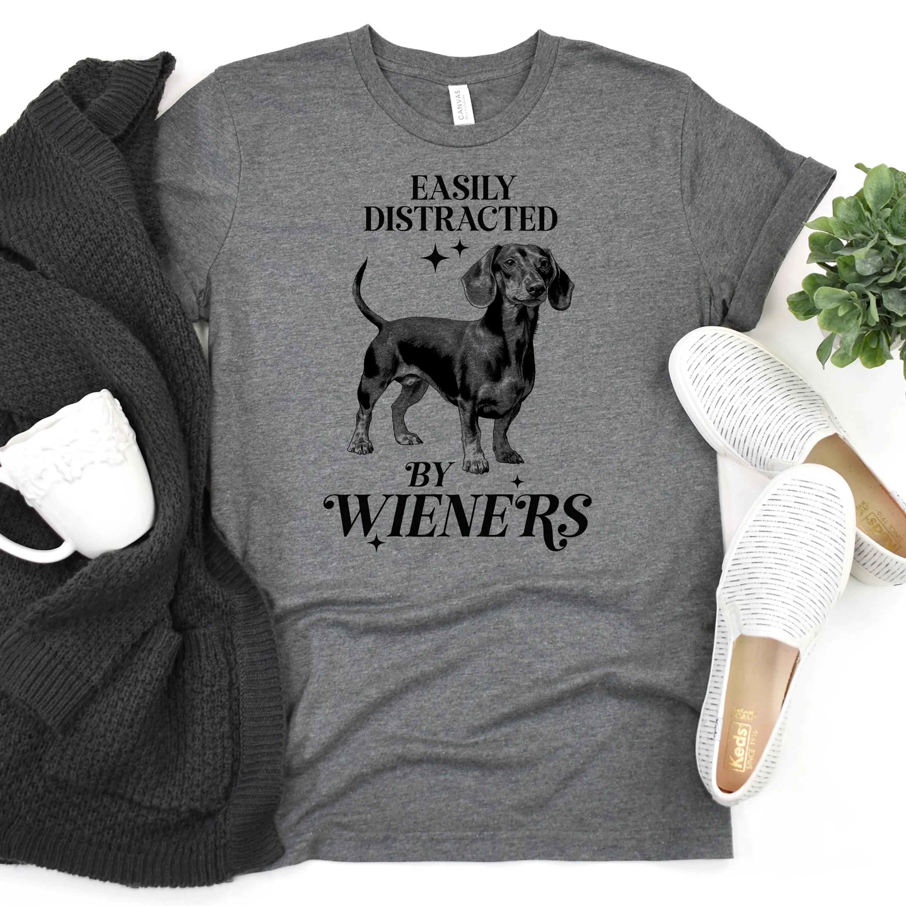 Dachshund T-shirt "Easily Distracted by Wieners" Bella + Canvas Unisex Dog Tee Doxie Lover Gift