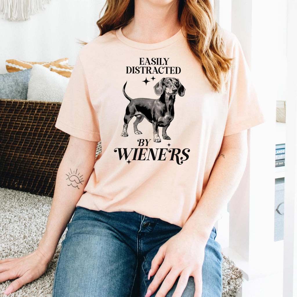 Dachshund T-shirt "Easily Distracted by Wieners" Bella + Canvas Unisex Dog Tee Doxie Lover Gift