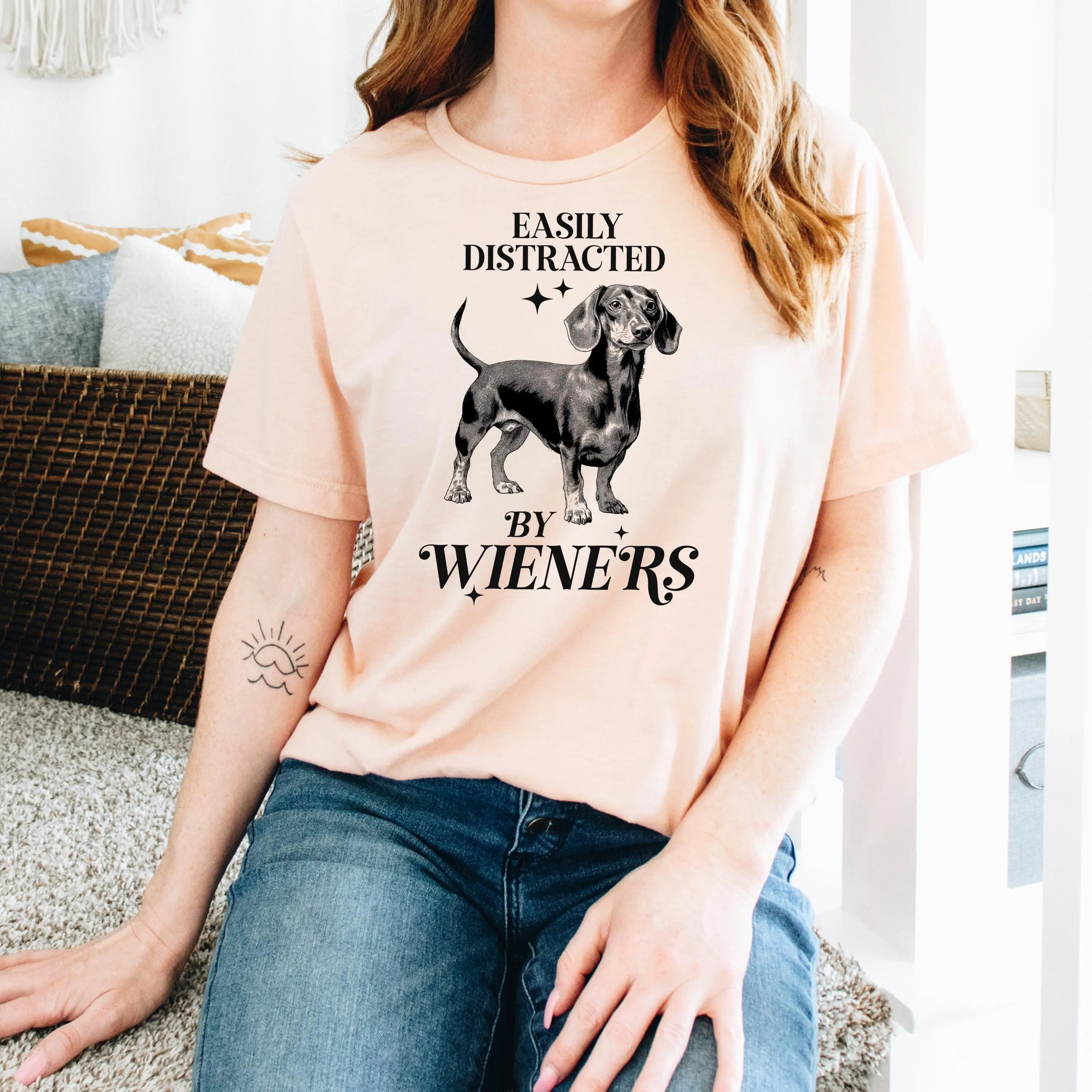 Dachshund T-shirt "Easily Distracted by Wieners" Bella + Canvas Unisex Dog Tee Doxie Lover Gift