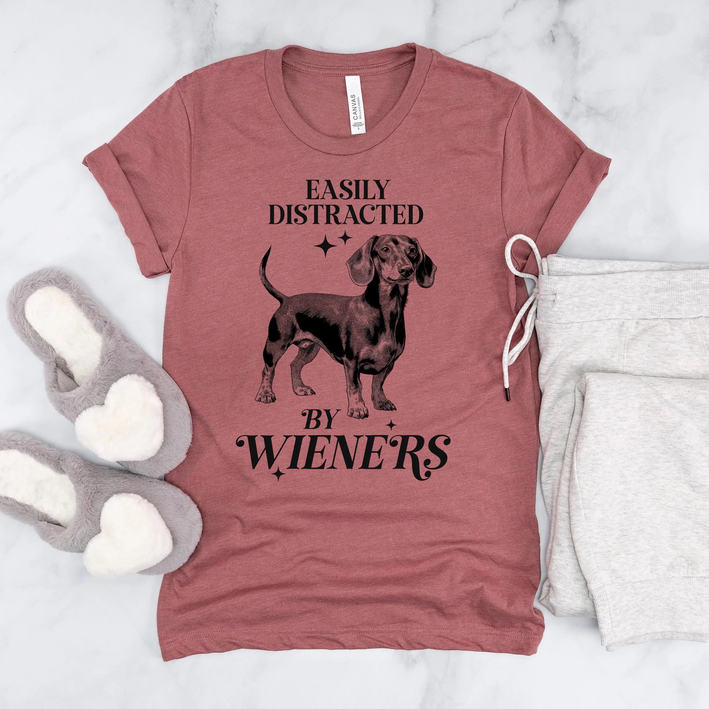Dachshund T-shirt "Easily Distracted by Wieners" Bella + Canvas Unisex Dog Tee Doxie Lover Gift