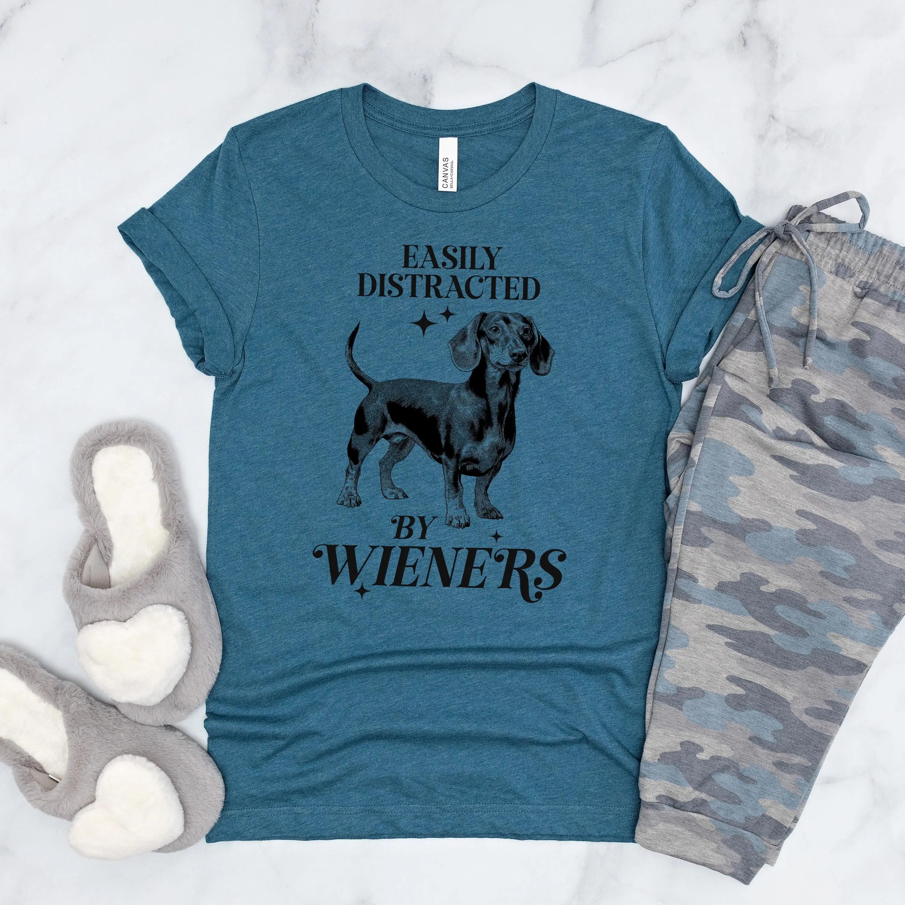 Dachshund T-shirt "Easily Distracted by Wieners" Bella + Canvas Unisex Dog Tee Doxie Lover Gift