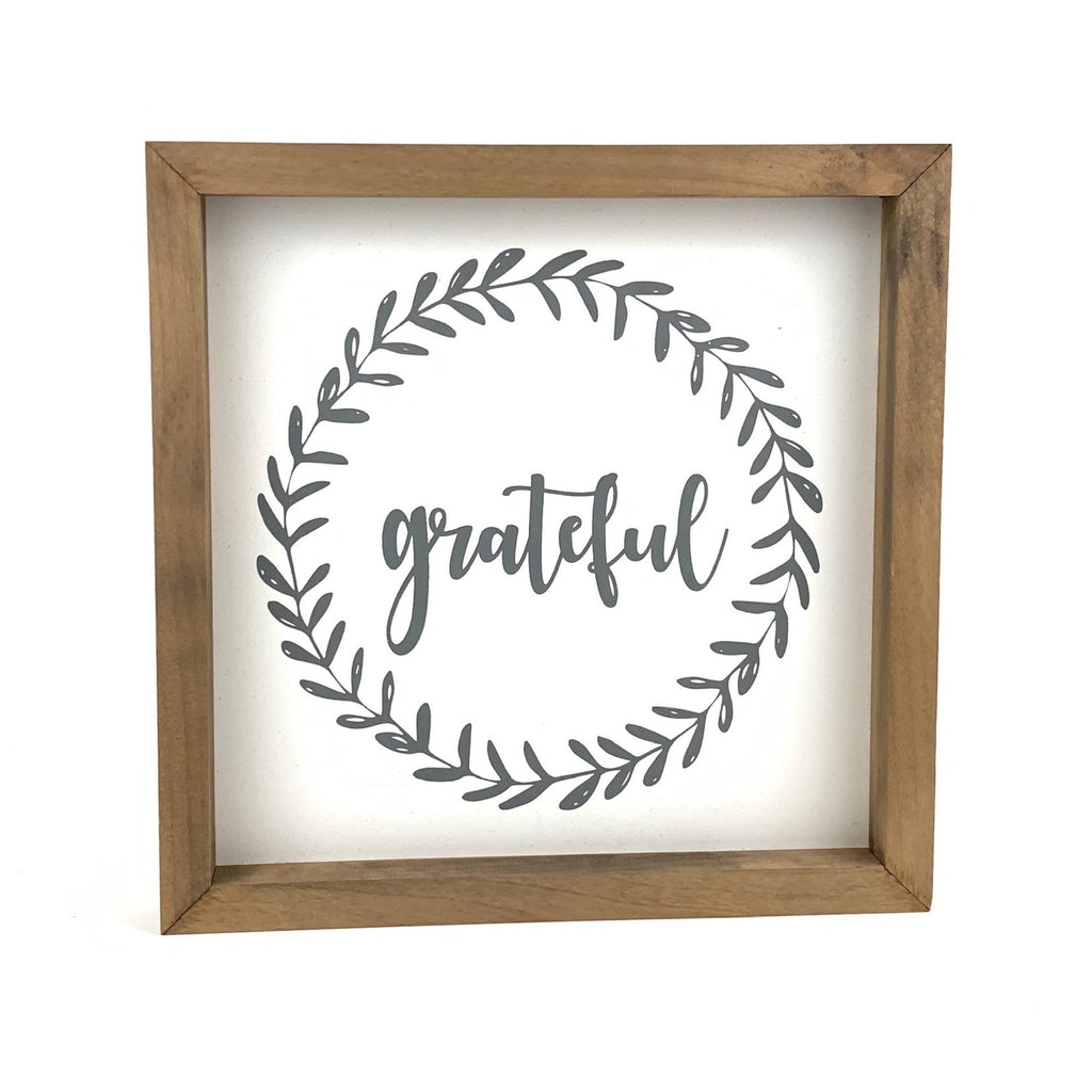 Grateful Wreath Framed Saying